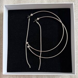 Justin Clinique for KITH Elegant Silver Hoop Earrings with Dangle new at 129.00